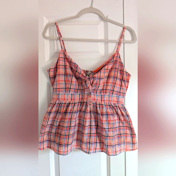 LOFT Plaid Front Tie Cami top - Picture 1 of 5